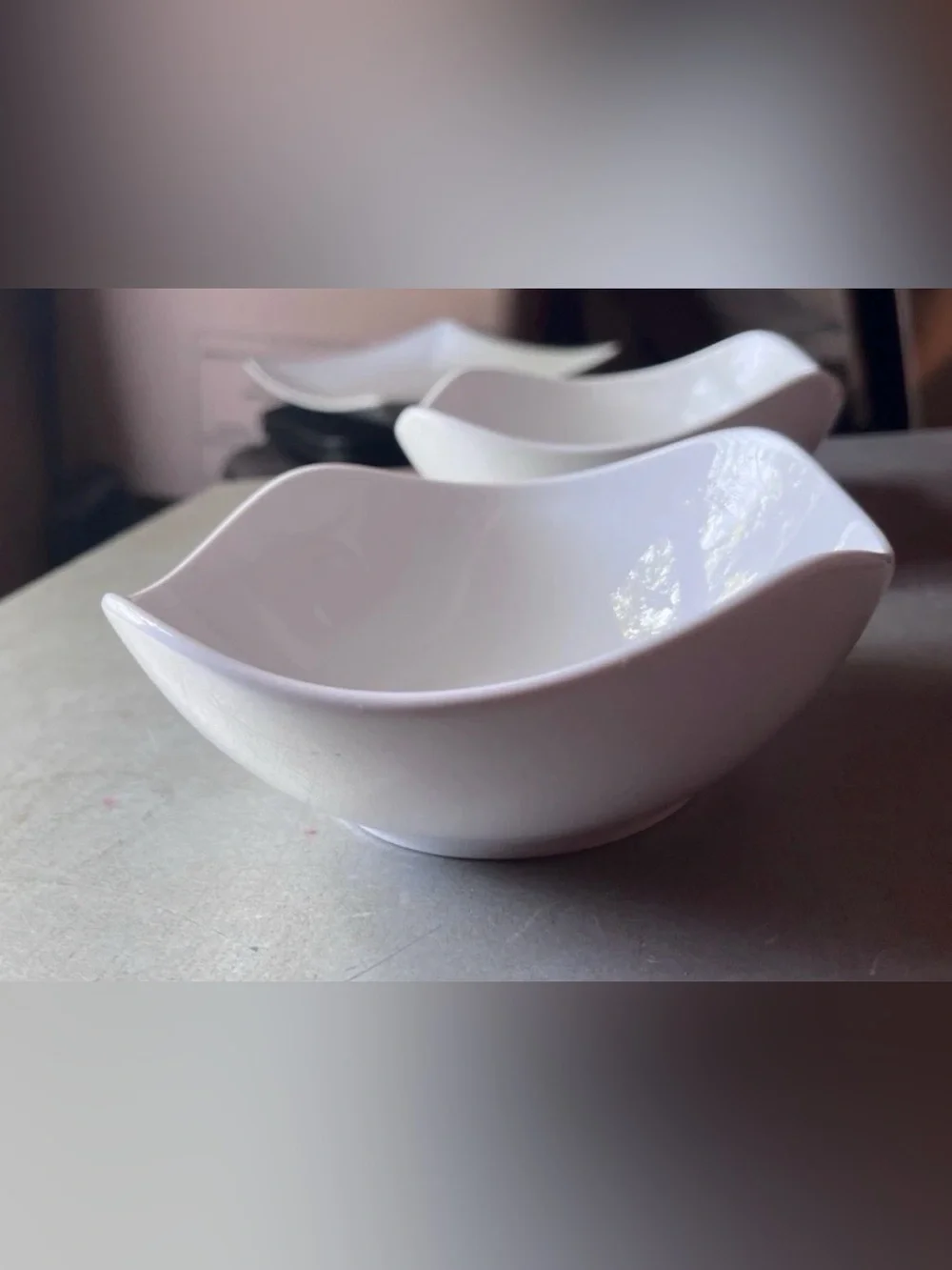 IKEA Modern White Ceramic Serving Plates & Wave Bowls 6 Pc Set New